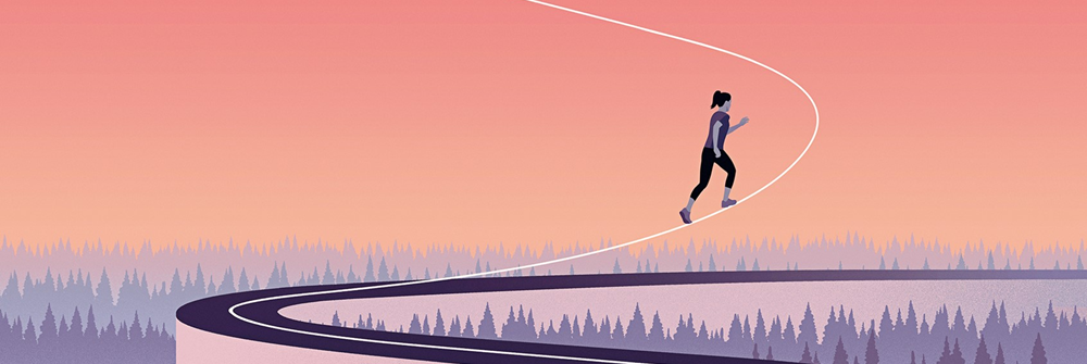 dibujo de silueta de mujer corriendo sola por una carretera | 8M 2026 | Igualdad | Feminismo | Somos Sindicalistas