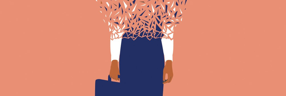 Dibujo de mujer evaporándose de cintura para arriba | Control Laboral | Respaldo Sindical | Somos Sindicalistas