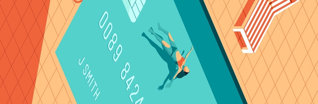 dibujo de una mujer flotando en una piscina | Cambio de Vacaciones ya Aprobadas por la Empresa | Afíliate | Sindicato